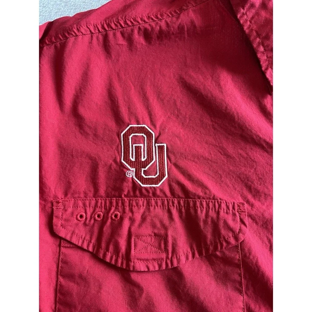 Columbia PFG Oklahoma Sooners Mens XXL Red Short Sleeve Fishing Shirt OU Logo